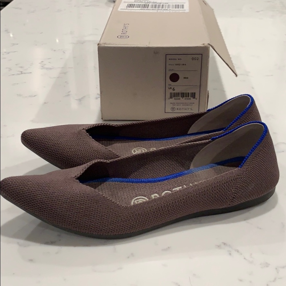 Rothy’s Pointy Flat: Mink; Size 6